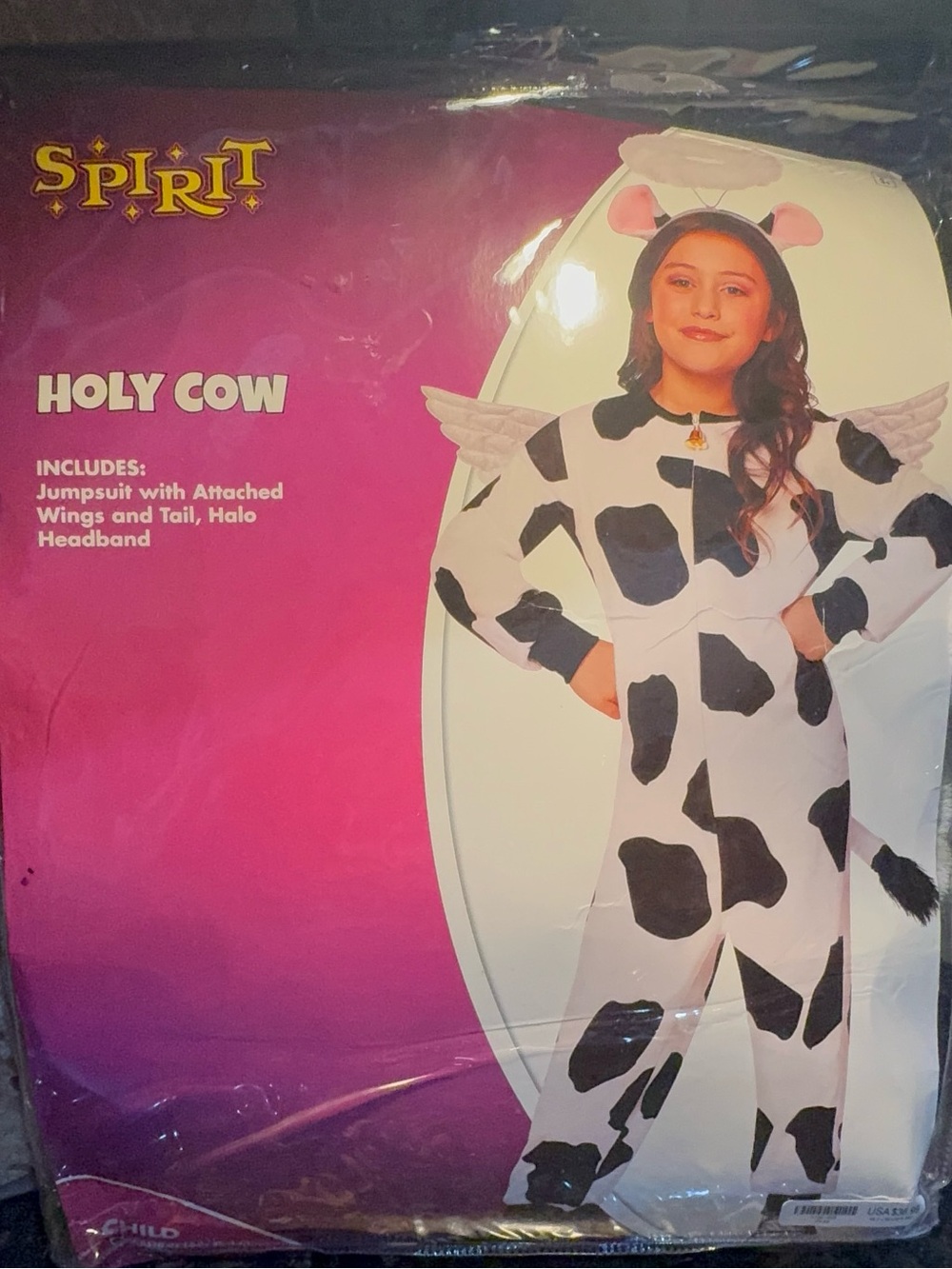 Spirit Halloween Child Holy Cow Costume Size Medium 8-10 Jumpsuit